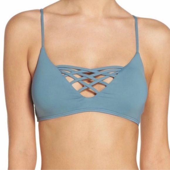 L*Space Women’s Bikini Top Basket Weave Slated Glass‎ Size Large
